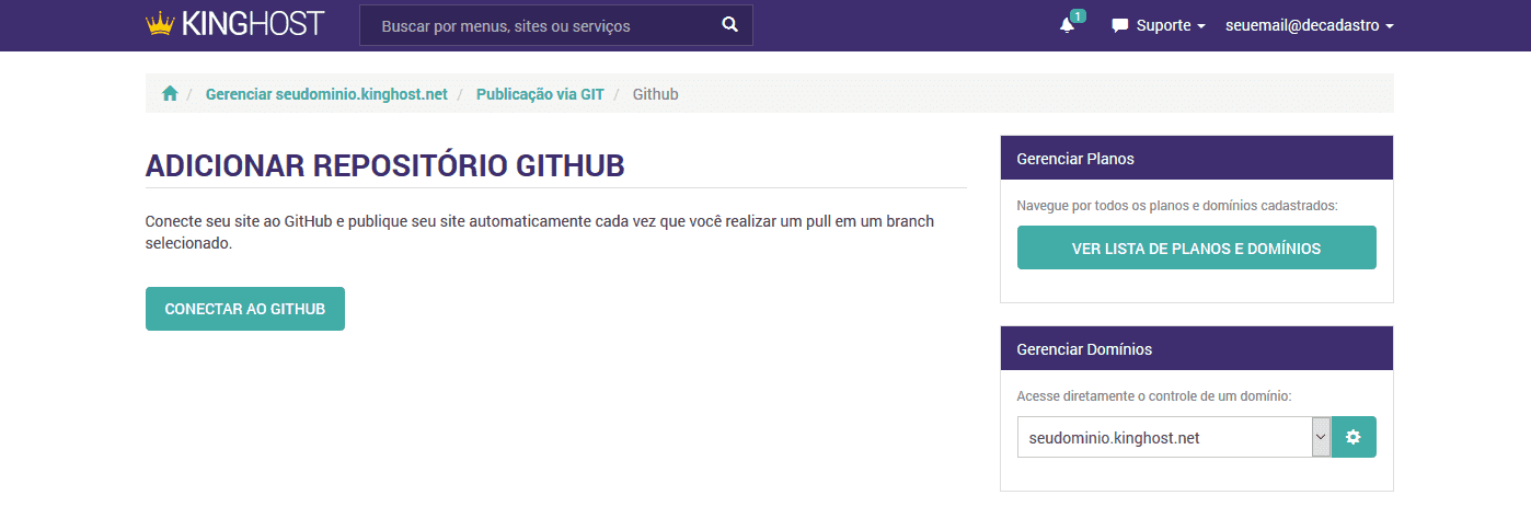 Git Webhook - Integrar o GitHub ao Painel de Controle da KingHost